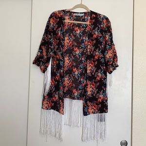 BOHO Women’s Fringe Kimono NWT